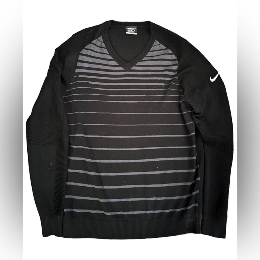 EUC women's NIKE GOLF black v-neck wool blend sweater / SIZE MED